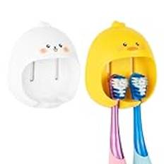 Linkidea 2-pack väggmonterad tandborsthållare för småbarn, självhäftande tandborsthållare, kompatibel med Spinbrush elektrisk batteritandborste, Colgate, Oral-B Kids Batteritandborste