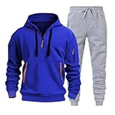 ETHKIA Träningsoverall för män, löst sittande sweatsuits för män, 2-delad jogging, träningsoverall, set, huvtröja, ledig, atletisk långärmad kostymset, roliga joggingdräkter, huvtröja,