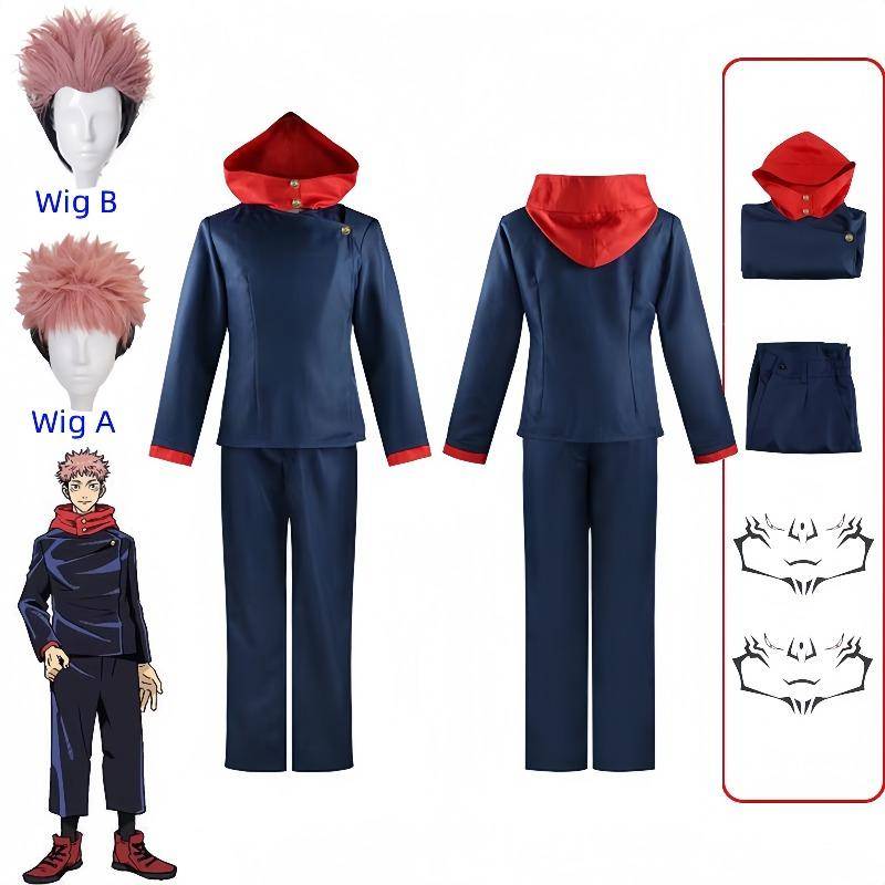Anime Jujutsu Kaisen Itadori Yuji Cosplay Kostym För Män Itadori Yuji Skjorta Uniform Kostym Halloween Karneval Fest Klädsel cm