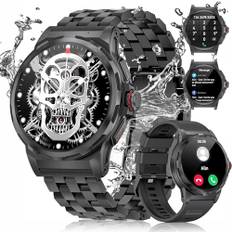 ESFOE Smart Watch Herren 1,43 Zoll AMOLED Display 360mAh Batterie, Smartwatch Herren Anrufe und 129+ Modi Sport IP68 wasserdicht, 24H Schlafmonitor, Militär Smartwatch für Android iPhone (Schwarz)