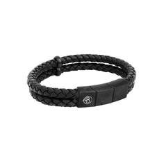 Armband "Dubbelflätat svart läder" - by Billgren