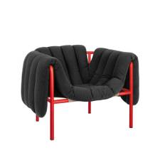 HEM - Puffy Lounge Chair - Anthracite/Traffic Red - Fåtöljer - Faye Toogood - Röd,Grå - Bomull/Naturmaterial/Metall/Skum/Plast
