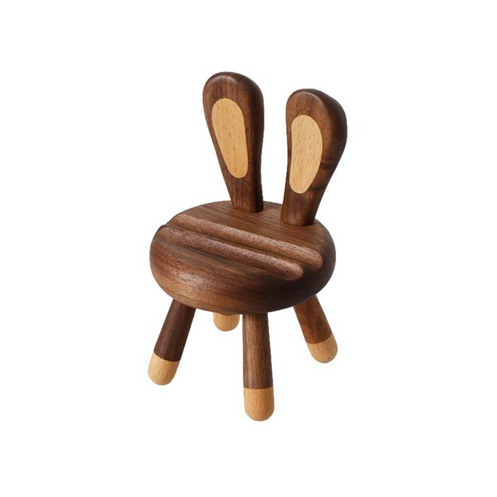 Cute Rabbitdesktop Phone Stand-Solid Wood Ipadstand, Adjustable Phone and Tablet Stand