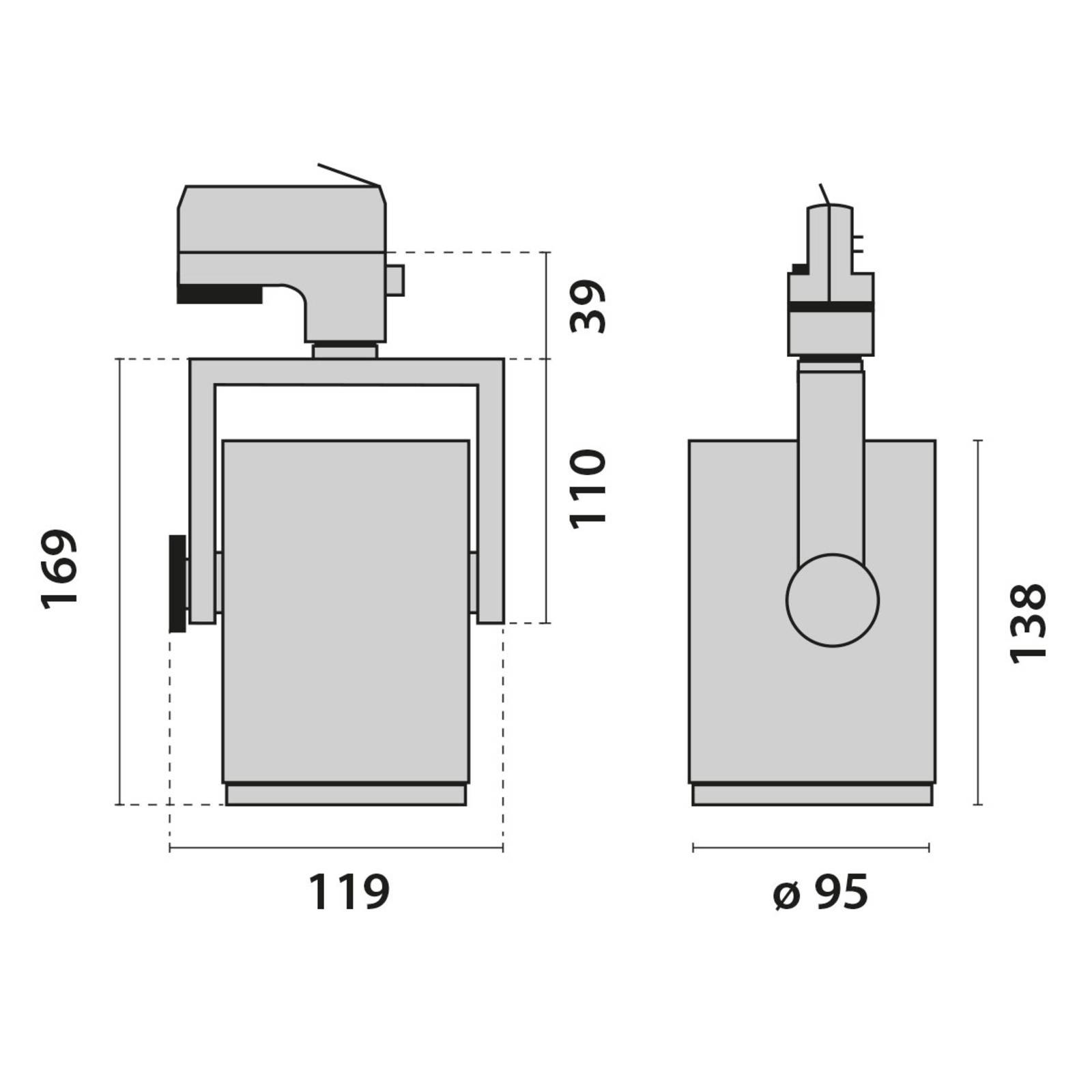 Performance in Lighting 3-fas skenspot AS425 LED medium vit universalvit, Vitt / opal, Aluminium / grå / zink