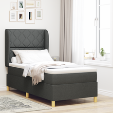 vidaXL Box fjederseng med madras mørkegrå 90x200 cm stof