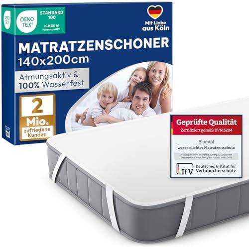 Blumtal Matratzenschoner 140x200cm 2er Set - wasserdichte Matratzenauflage 140x200cm aus 80% Baumwolle - Oeko-TEX zert. Inkontinenzunterlage waschbar bis 95 °C - knisterfreier Bett Topper