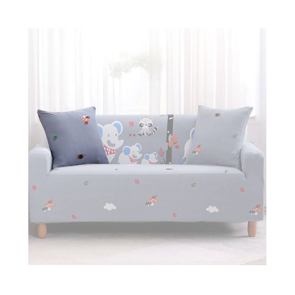 (Elephant Pillowcover,1pcs 45*45cm Pillowcover)Bohemian Printed Lazy Stretch Sofa Cover For Living Room Elastic Slipcovers