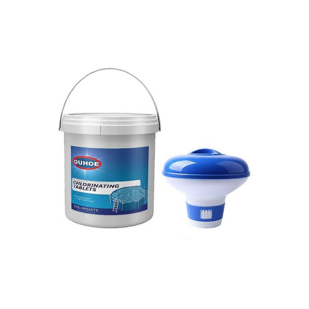 (300pcs with dispenser) Household Cleaning Agents,Swimming Pool Cleaning Tablets Use As Bactericide Algaecide and in Swimming Pools and Spas 300Pcs
