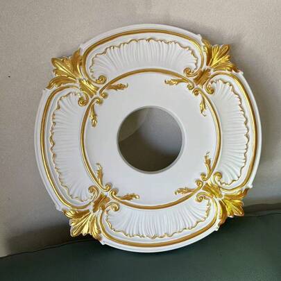 1 st. PU-material taklampa/takfläkt täckplatta, lämplig för hembelysning, ytterdiameter 12,2 tum, innerdiameter 3,5 tum (vitguld) - Vitt guld (12,2 tum Od x 3,5 tum ID,Gyllene (30,5 cm ytterdiameter x 8,4 cm innerdiameter))