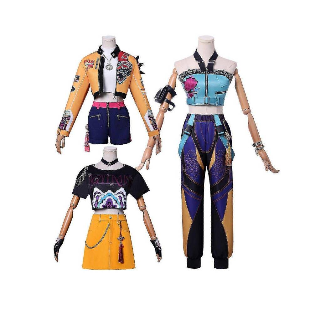 (M Adults, Zoey With Wig) New KPop Demon Hunters Cosplay Costume Set Rumi Mira Zoey Halloween Party Fancy Dress for Womens _e