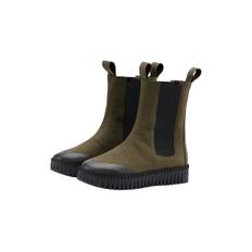 Long Chelsea Boots, deep olive black