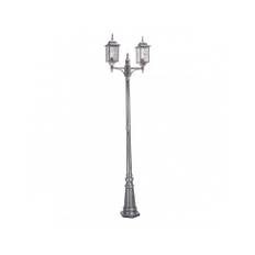 WEXFORD Udendørs lampemast i aluminium og glas H228,5 cm 2 x E27 - Antik sølvsort/Frostet