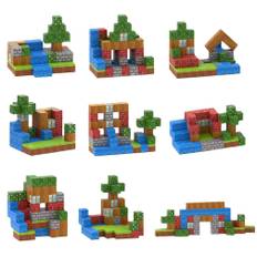Mag Cube Magnetic Building Set Magnetic Blocks Building Blocks Magnetic Toys 3D Puzzle Magnetic Puzzle DIY Children Toys Wall House X70-Red (64pcs)