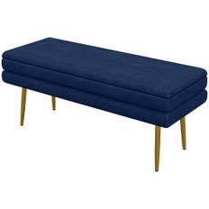 Klädd bänk med förvaringsutrymme, stål, 100 cm x 37,5 cm x 42 cm, blå