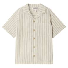 garbo&friends Kortärmad Skjorta Av Muslin Stripe Pebble 122/128 cm  Vit  122/128 cm  Unisex