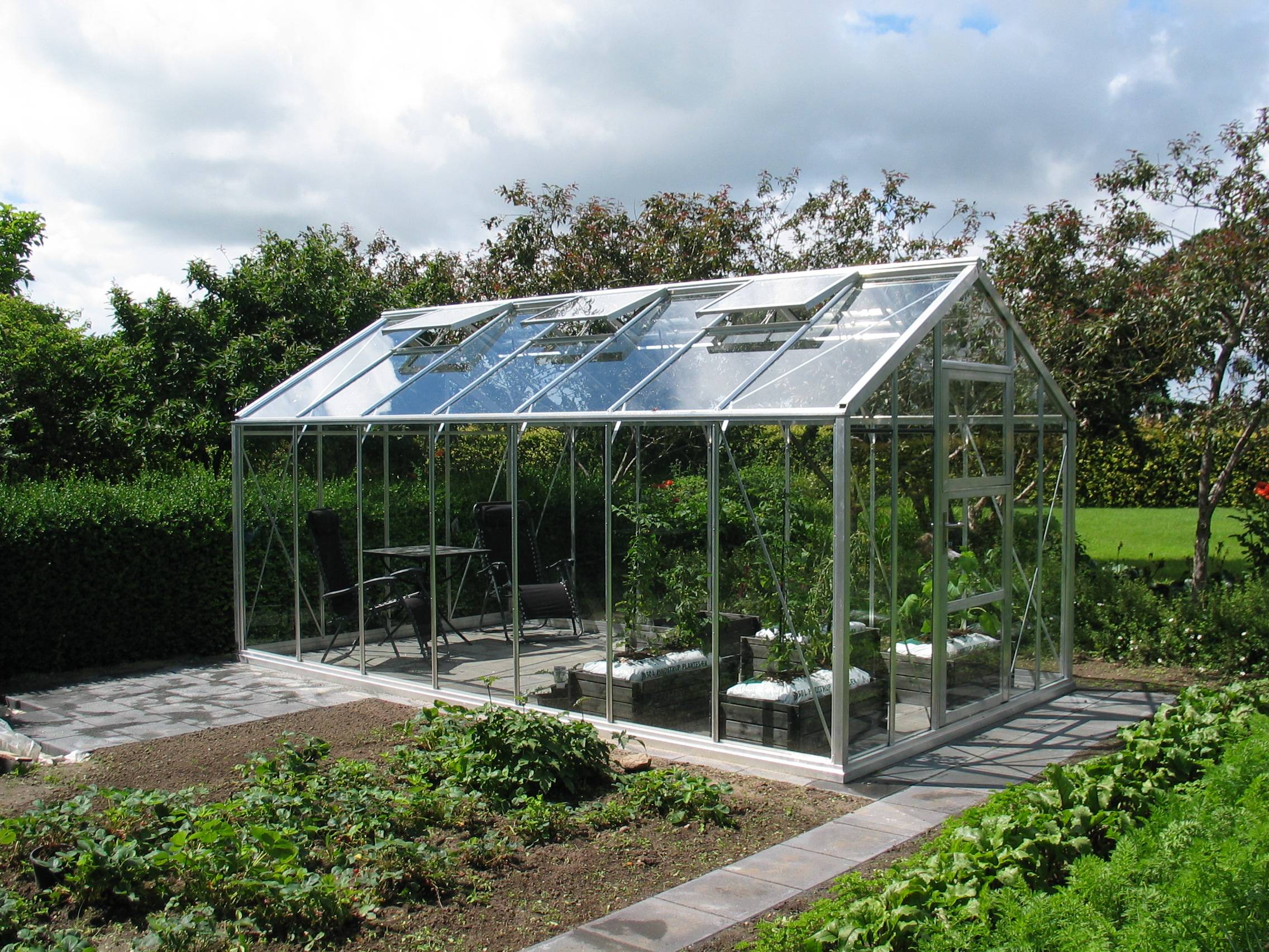 Växthus Deluxe 8,5 - 14.5 m² Svart 4 mm härdat glas 8,5 m²