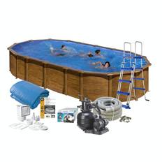 Poolpaket Swim & Fun Brown Steel Oval Baspaket 120 cm Djup