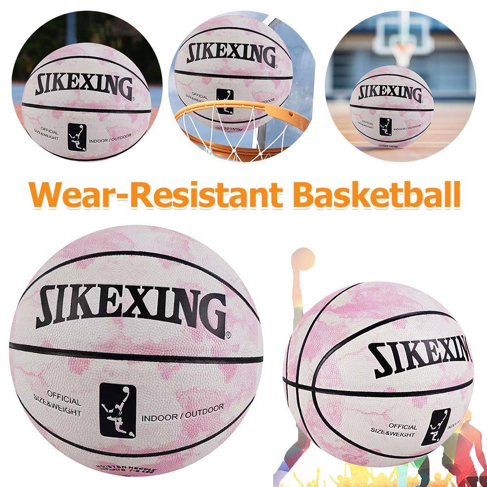Storlek 7 PU Basketbol Officiell Akvarell Rosa Sportboll Utomhus Slitstark Basketbol Internationell Standard Spelboll
