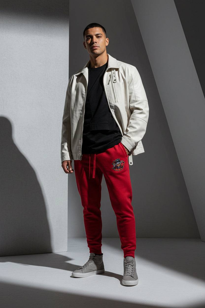 Men's Halloween Print Premium Joggers (Embroidered) - red / s (s)