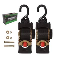 MOTO4U Indragbara spärrremmar, Spännband, Spännrem, 50mm x 2.7m, Infällbara knytremmar med S-krokar, 1 360 kg brytstyrka, Spärrfästen för last, Lastbilar (2-pack)