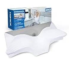 HOMCA Cervical Kudde Memory Foam Kudde Kontur Ortopedisk Nackkudde för sidosömn Rygg och Magsömma, Ergonomiskt huvudstöd Kudde med Tvättbart örngott (Grå, 70 x 40 x 8,5/14,5 cm)