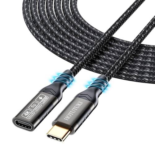 usb förlängning 5m 20 Gbps/100 W, USB C 3.2 Gen 2 hane till hona förlängare, usb c extension cable 4K @60Hz videokabel, kompatibel med MacBook/Magsafe laddare/USB C-hub/PSVR2