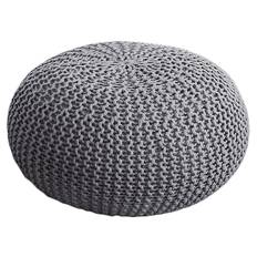 POUF Ø 55 cm Sittpall pouf set stickning kudde hållbar silvergrå