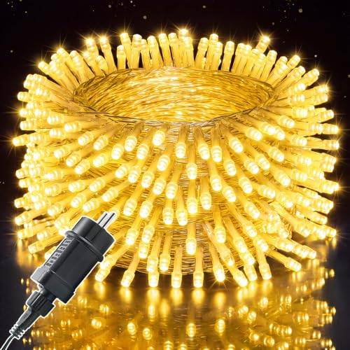 Meision Fairy Lights Outdoor Indoor 60m 480LEDs, LED Lights 31V med timer, 8 lägen, minnesfunktion, IP44 vattentät, Utomhusdekoration Outdoor Power för julpynt, Varmvit