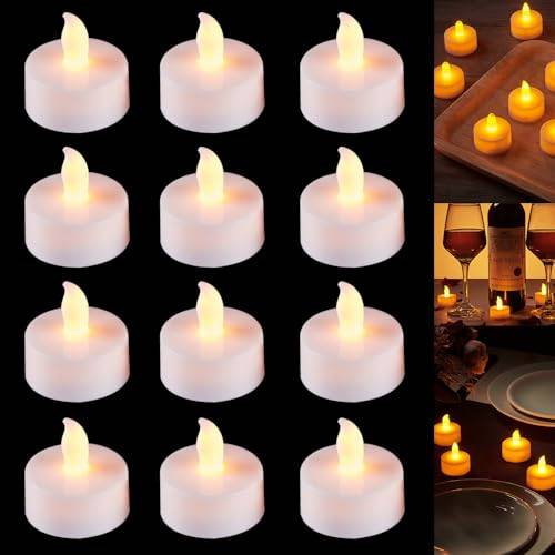 Mineup LED-värmeljus med timer, 12 stycken värmeljus LED med timer, LED-telampor, flamlösa ljus med timer, värmeljus med timerfunktion för halloween, bröllop, fester, dekoration, jul