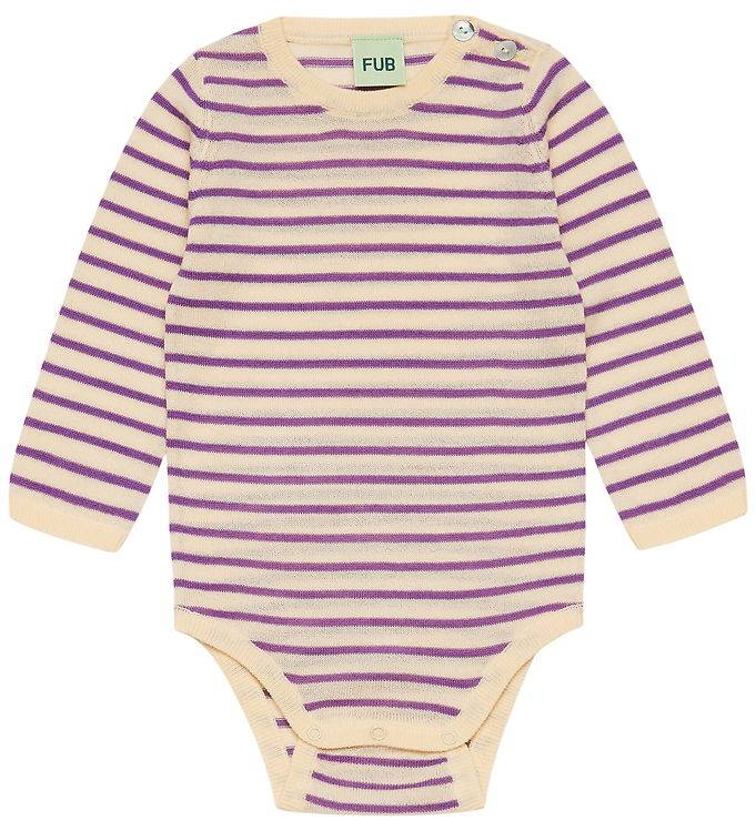 FUB Body l/ä - Ull - Creme/Violet - FUB - 1 år (80) - Body L/Ä
