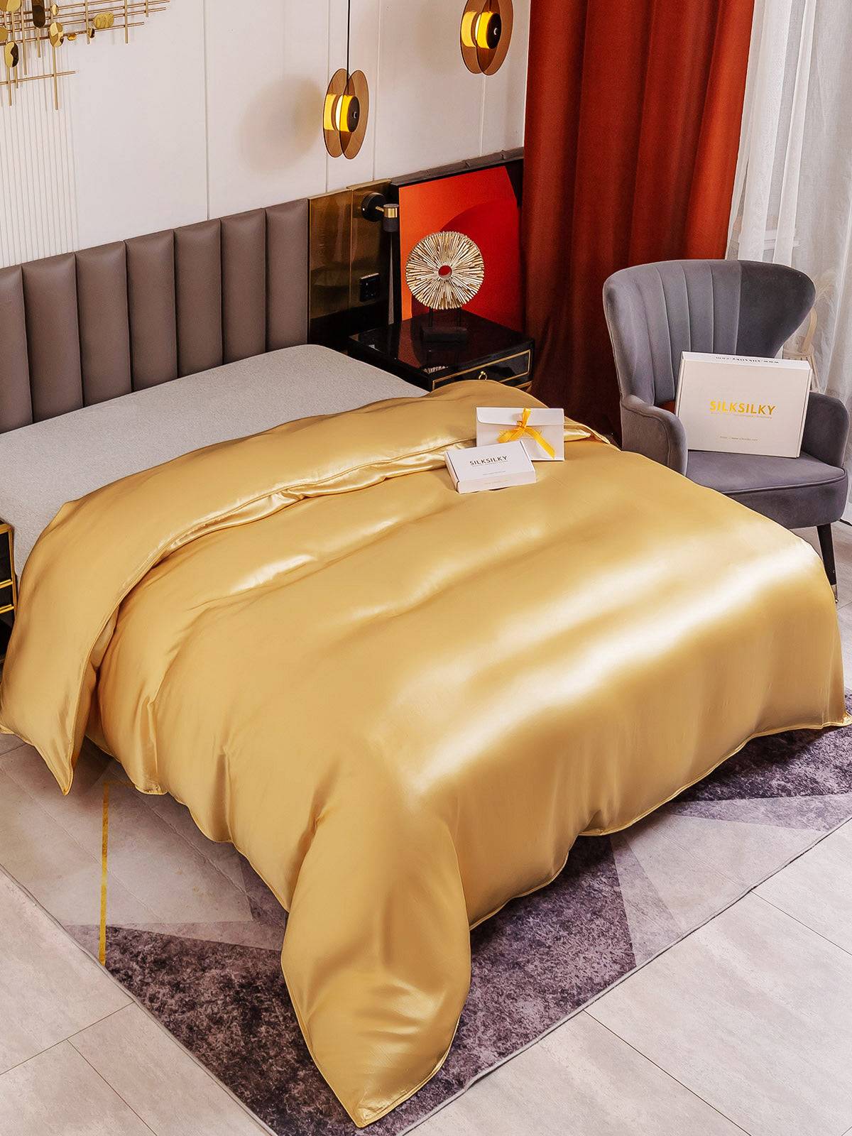 19Momme Mullbärssilke Seamless Påslakan - Champagne / 240x220cm
