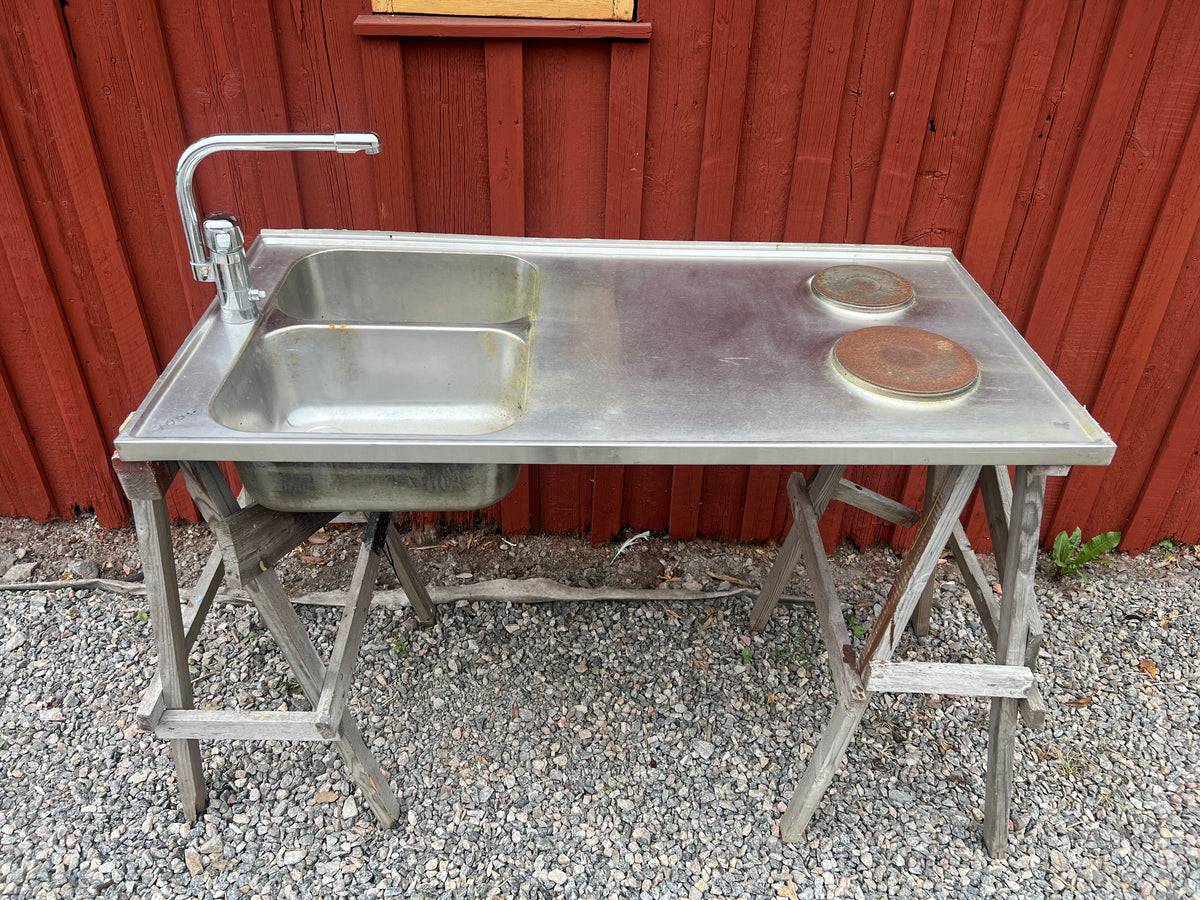 Rostfri diskbänk 120 cm