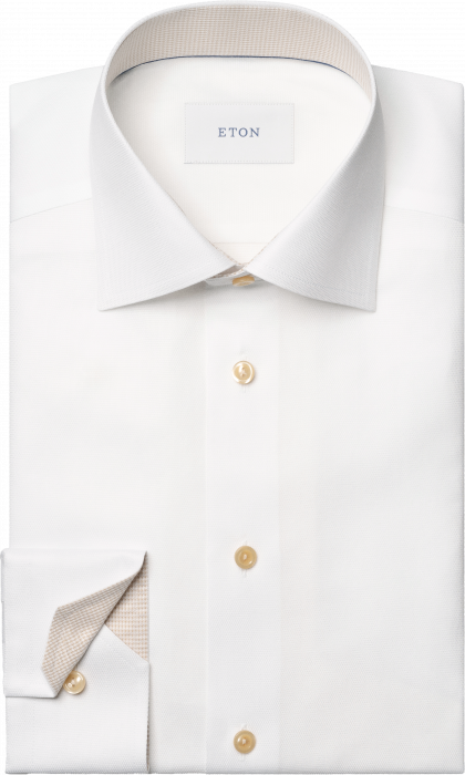 Eton Hvid Contemporary Fit Skjorte Med Blomsterdetaljer - 42 / L