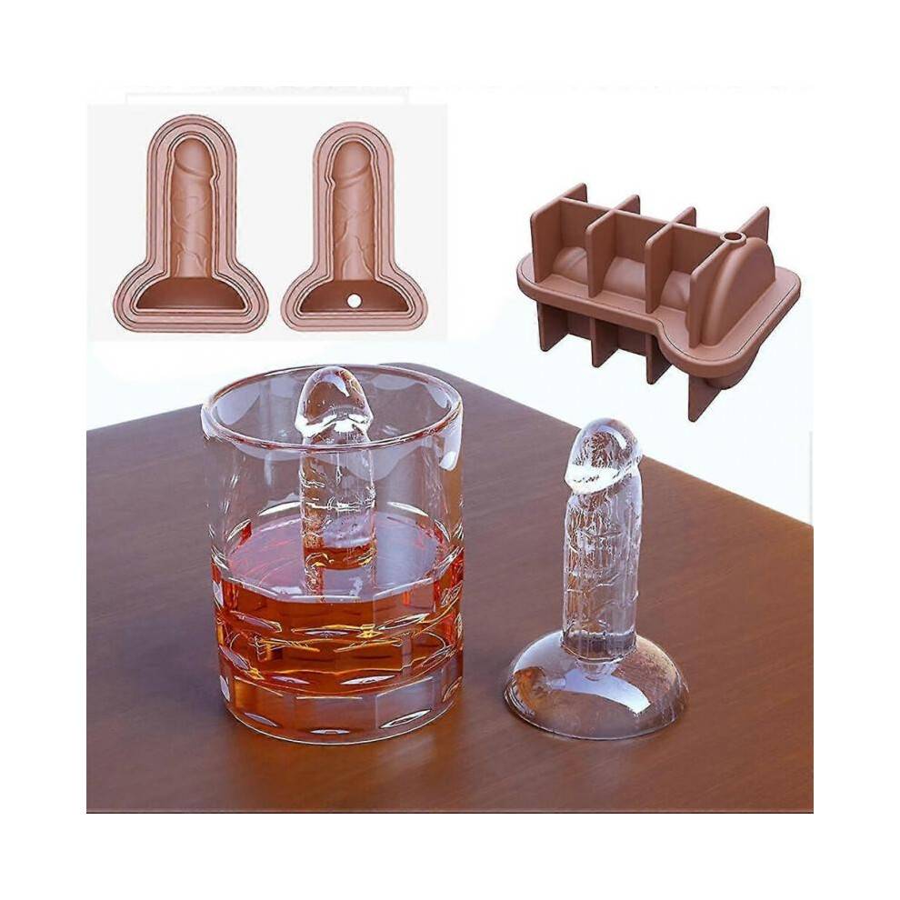 (Blue) (Brown) 2pcs Spoof Ice Cube Mold, Adult Prank Ice Cube Mold, Silicone Ice Cube Mold Novelty Party Ice Cubes Maker