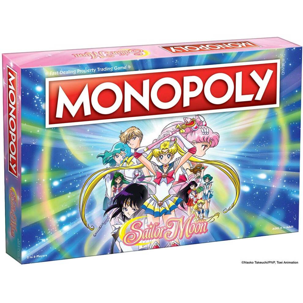 Monopol Sailor Moon Board Game | Baseret på det populære anime -tv -show | Brugerdefinerede tokens Money and Game Board | Officielt licenseret va