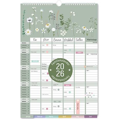 Familiekalender 2026 - blomster (På lager i butik)