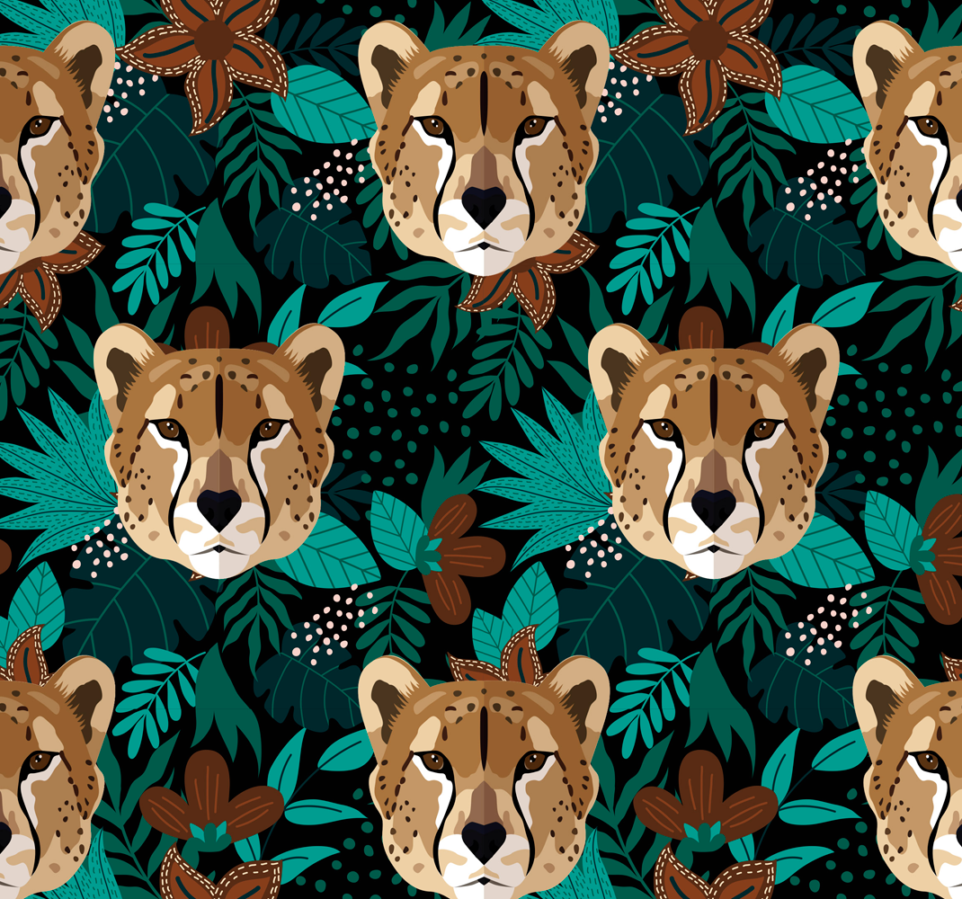 Leopard i tropiska blommor cool djur tapet