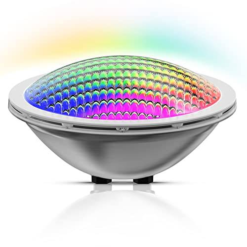 LyLmLe LED Pool Par56, 30 W Swimming Pool Projector 316L Stainless Steel RGB Multicolor Synchronized LED Spotlight, Beam angle 120°, IP68 waterproof, AC 12 V without driver