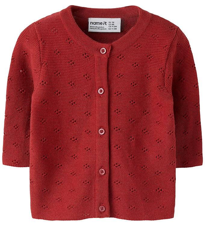 Name It Cardigan - Stickad - NbfPfie - Tegelröd - Name It - 50 - Cardigan