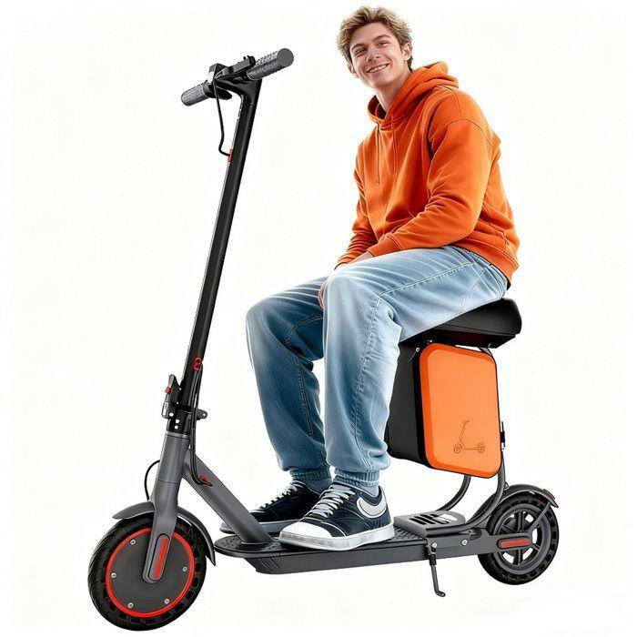 Elektrisk Elsparkcykel LP60 Med Säte och Förvaringsväska 11L, 350W Motor, Räckvidd 25km, 30km/h, 8.5  Hjul, Svart