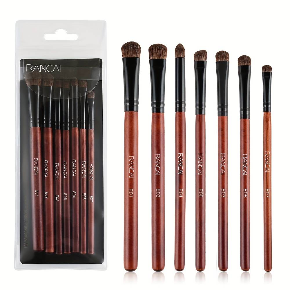 7pcs Eyeshadow Brush Set With Transparent Case - Pure Blending Brushes Suitable For Skin Types, Professional Makeup Tools For Skin, Blending & Powder/ Application, Transparent Storage Pouch