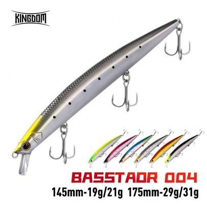 KINGDOM Basstaor 004 fiskedrag minnow 145 mm/175 mm 19 g/21 g/29 g/31 g, flytande/sjunkande ABS-bete, hårt bete med 3X trekrok, långkastande, snabb si - Multifärgad (Multi-size)