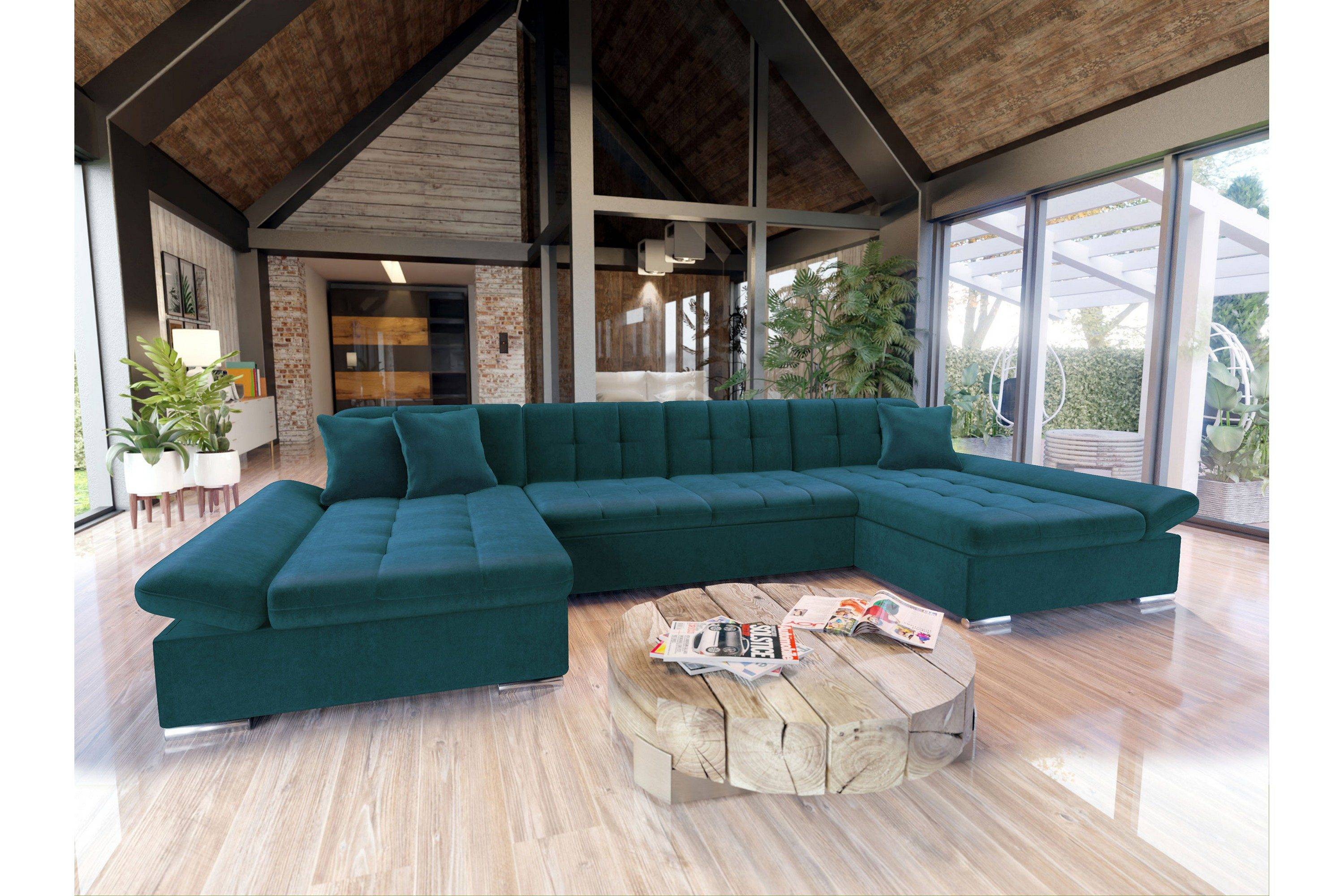 Dewitt Bäddsoffa Dubbelschäslong 4-sits - Grön Bäddsoffor