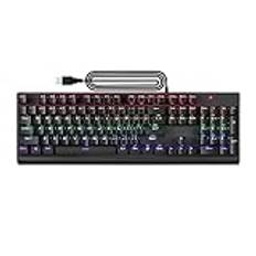 ADMLZQQ TKL 104 tangenter USB-trådbundet gamer-tangentbord, 24 arter LED-ljuseffekter - kompakt speltangentbord utan numeriskt tangentbord för PC/PS4/PS5/Xbox