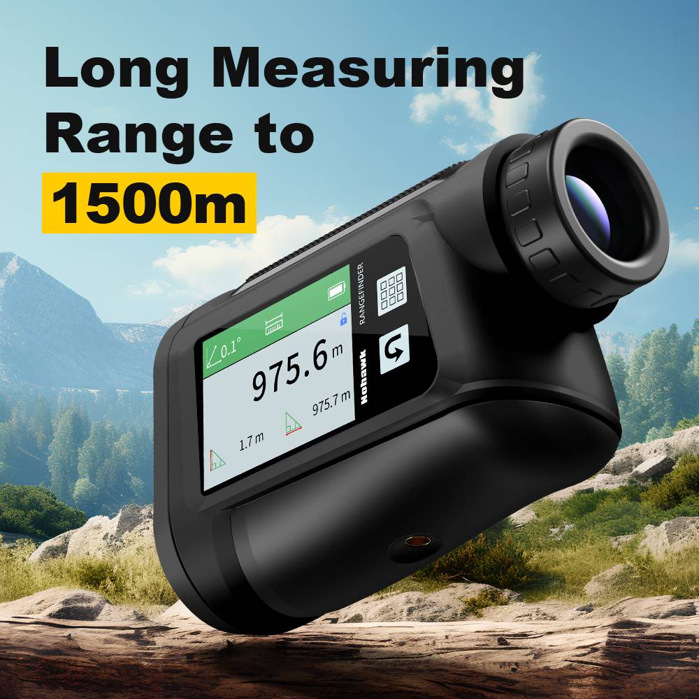 NOHAWK 1500M Laser Rangefinder Voice Broadcast Touchable HD Screen, Distance/Angle/Speed/Scan/Golf Multi Modes for Golf or Hunt