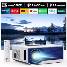 ZDK Mini Beamer 4K-Unterstützung,Full HD 1080P projektor mit Bluetooth und WiFi,20000 Lumen Tragbarer Projektor Heimkino,Kompatibel mit Smartphone/TV Stick/TV Box/HDMI/USB/AV/PS5 (Blau)