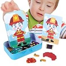 Magnetisk klädleksak, magnetpussel, karaktär-kläd-uttrycksbyte pussel, småbarnsleksaker, magnetisk dragdocka, rollspelsleksak för barn från 3 år