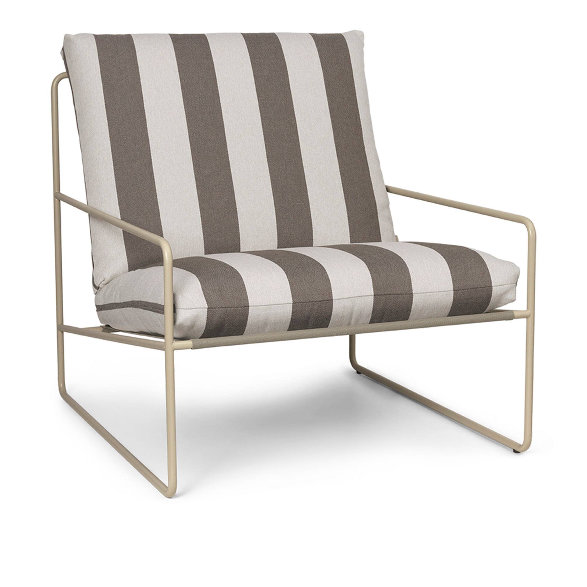 Ferm Living - Desert 1-seater Cash Stripe - Chocolate - Utomhusfåtöljer - Brun - Metall/Syntetiskt/Skum/Plast