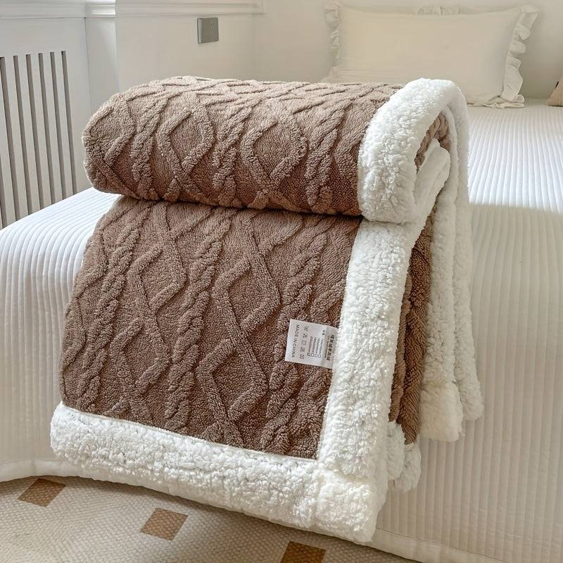 Stilfullt Vändbart Fleece Täcke för Ultimat Komfort och Värme - Mörk kaffe / 150*200cm