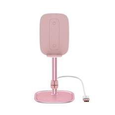 Teleskopisk mobilhållare med trådlös laddning - Rosa